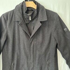 Coat Jacket Overcoat Wool Blend Insulated Full Zip Lined Sz SMALL CHARCOAL GRAY
